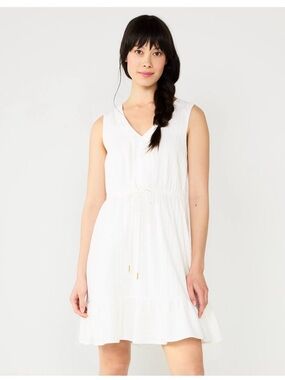 Draper James RSVP White V-Neck Cotton Minimalist Sundress Size Medium